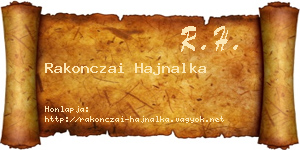 Rakonczai Hajnalka névjegykártya
